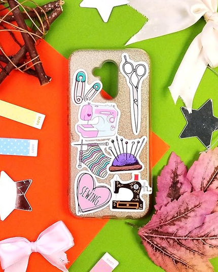 BulbaCraft Sewing Stickers for Water Bottle and Laptop - Tailor Party Supplies & Decorations, Waterproof Vinyl Crafting Decals, Sewing and Needlework Stickers Laptop Decals, Gifts for Women & Men