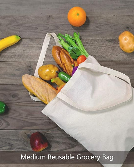 TOPDesign 24-Pack Economical 16"x15" Cotton Tote Bags, Lightweight Medium Reusable Grocery Shopping Cloth Bags, Suitable for DIY, Advertising, Promotion, Gift, Activity