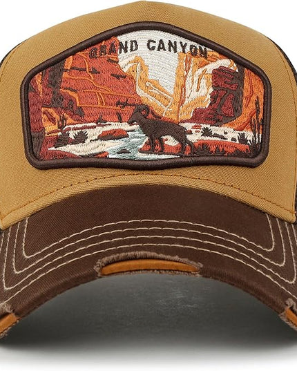 ililily Premium Howels Embroidery Vintage Baseball Cap Distressed Trucker Hat