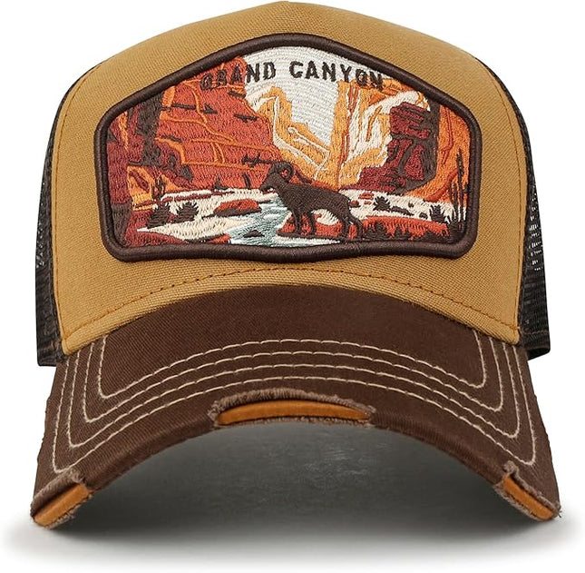 ililily Premium Howels Embroidery Vintage Baseball Cap Distressed Trucker Hat