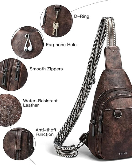 7L Sling Bag for Women Men Leather Small Sling Backpack Daypack Anti Theft Fanny Pack Crossbody Purse Travel