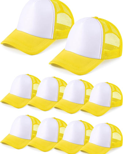 10 Pcs Sublimation Blank Trucker Hats Bulk Mesh Baseball Cap Polyester Mesh Trucker Hat for Men and Women
