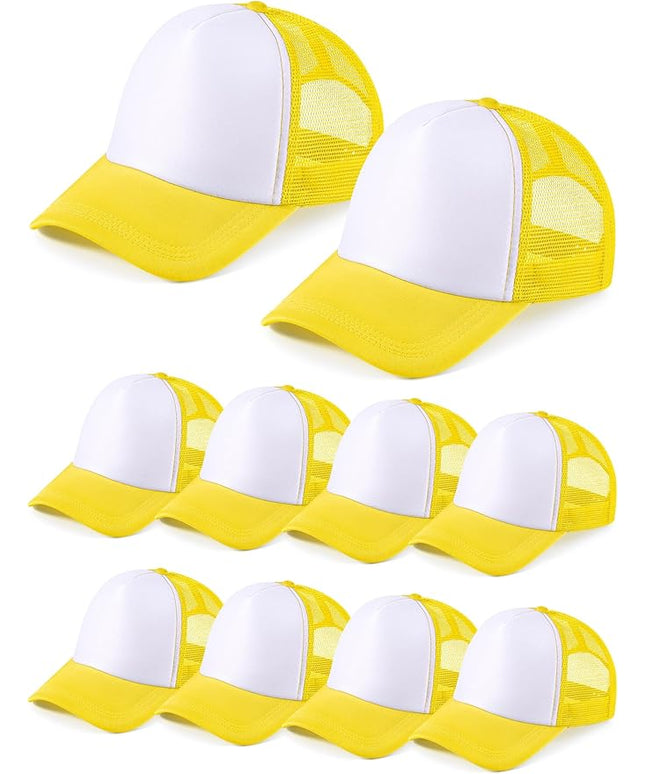 10 Pcs Sublimation Blank Trucker Hats Bulk Mesh Baseball Cap Polyester Mesh Trucker Hat for Men and Women