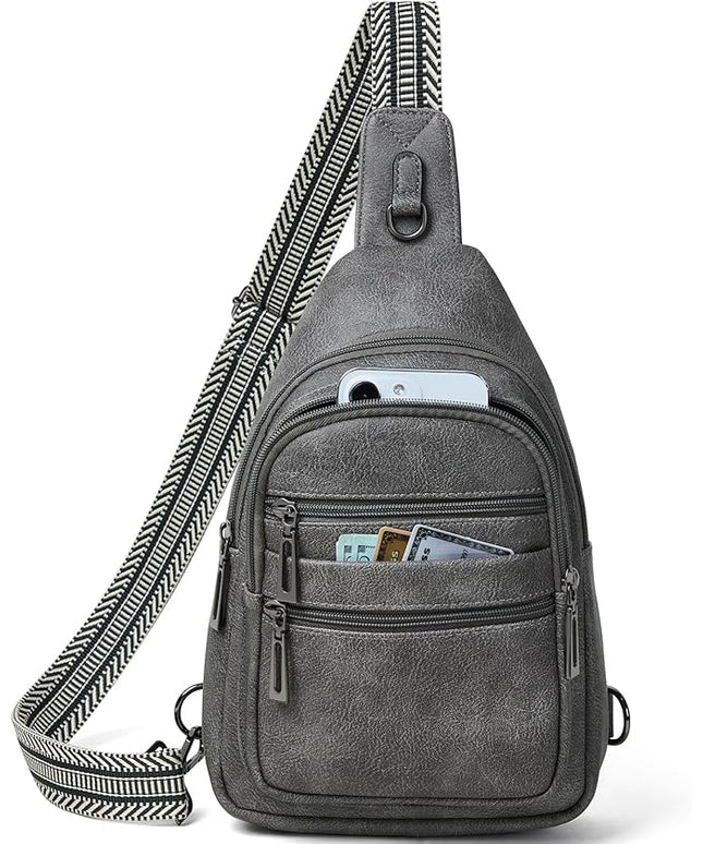 Sling Bag for Women Crossbody Bags Sling Purse Cross Body Backpack Vegan Leather Over Shoulder Bag Travel Dark Grey