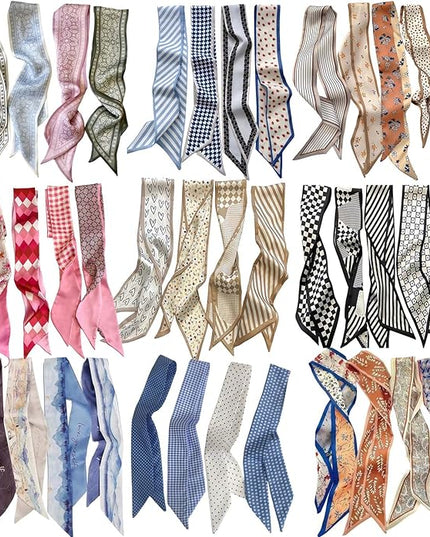 24PCS Fashion Scarves for Women Multifunctional Neck Scarves Purse Scarf Headbands for Bags Hair Accessories