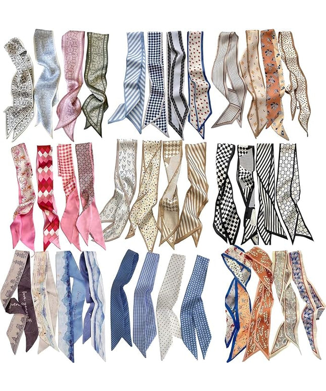 24PCS Fashion Scarves for Women Multifunctional Neck Scarves Purse Scarf Headbands for Bags Hair Accessories