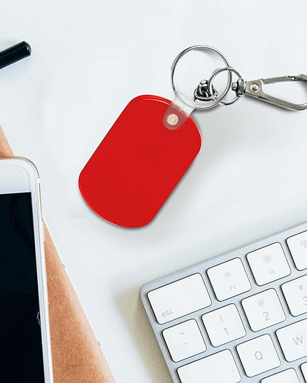 DISCOUNT PROMOS Tag Soft Plastic Keychains - 10 pack - Small Key Tag Chain For Staying Organized - Rubber Key Ring Keychain – Red