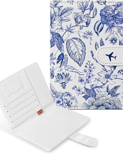 COSHAYSOO Personalized RFID Passport Holder for Travel Women Passports Cover Case Air Essentials Airplane Flight Accessories Airline Plane Flying Must Haves Christmas Gifts for Woman Travelers Blue