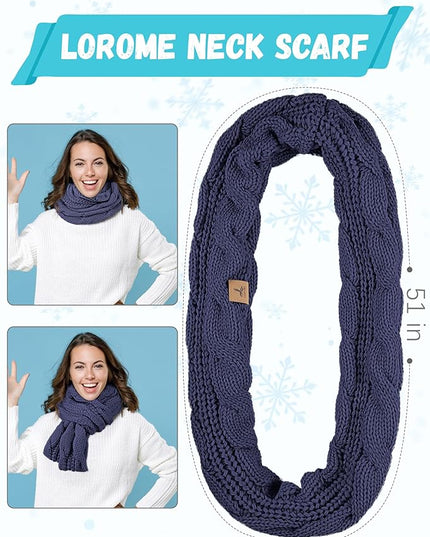 Winter Beanie Hat Scarf Gloves, Warm Fleece Knit Hats Touch Screen Gloves Neck Scarf Set Winter Gifts for Unisex Adult