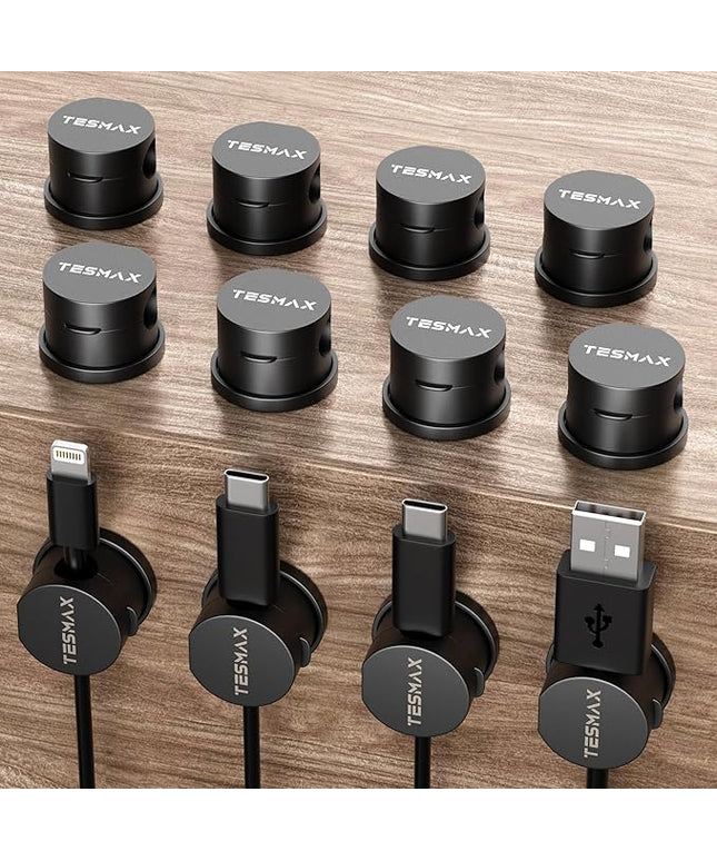 Magnetic Cable Clips 360° Rotation Cord Holder, 12 Pack Cord Organizer 1s Lock Cable Smooth Adjustable Desk Organizers and Accessories, Adhesive Cord Clips for Nightstand,Phone,Wall,Car,Home Office
