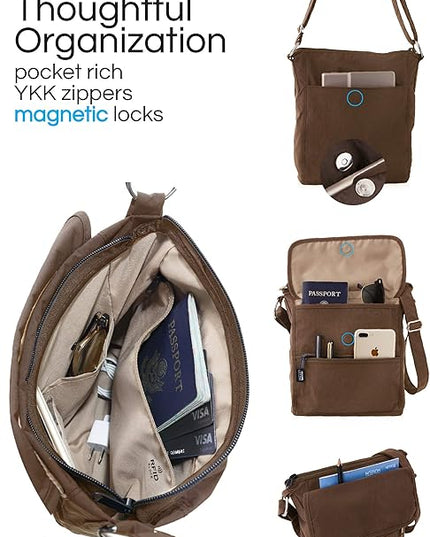 Peak Gear Crossbody Travel Purse with RFID Blocking Pocket and Lifetime Recovery Service. Nylon Shoulder Bag