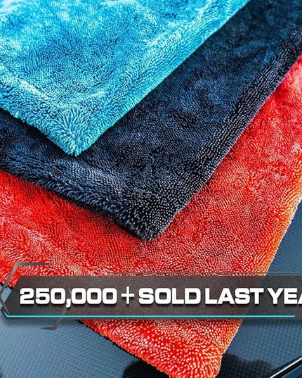 Blackline Car Drying Towel - 2ftx3ft XL-Popular Pick Among Detailing Pros -Aqua 1300 GSM Microfiber Accessory - Absorbs Over 8lbs of Water - Leaves No Streaks, Spots or Scratches - Dries an Entire Car