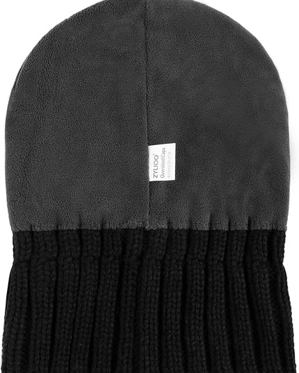 Zylioo Plus Size Fleece Lined Beanie Hat,2XL/XL/L/M/S Thermal Knitted Hat,Winter Warm Lined Snow Hats for Women Men