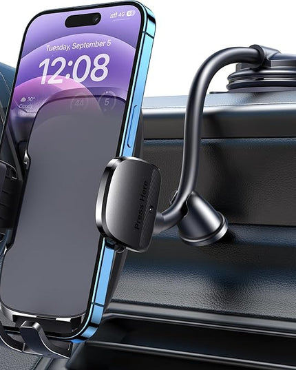 Phone Mount for Car Holder 6.2IN Windshield Dashboard Mounting Kits [Washable Strong Suction Cup] Cell Phone Holder Car Mounts for All iPhone Android Smartphone, Grey