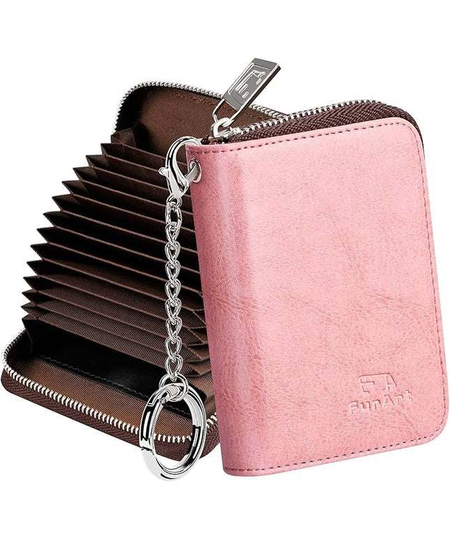 FurArt Zipper Wallet Women, RFID Blocking Credit Card Wallet, Business Card Holder, Compact Size KeyChain Wallet