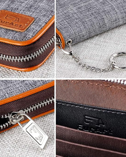 FurArt Zipper Wallet Women, RFID Blocking Credit Card Wallet, Business Card Holder, Compact Size KeyChain Wallet