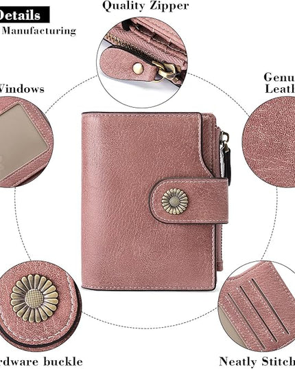 FALAN MULE Small Wallet for Women Leather Bifold Compact Small Womens Wallet with RFID Blocking