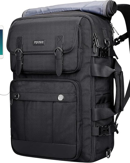 PIJUSHI Travel Backpack for Women Men Carry on Luggage Backpack Convertible Large Laptop Duffel Bag for Airplanes(PE049 Black)