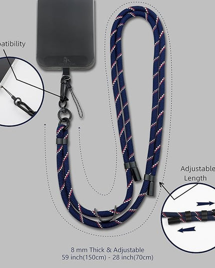 Adjustable Cell Phone Lanyard Crossbody Smartphone Strap Soft Rope Phone Lanyard for Around the Neck Holder (Navy)