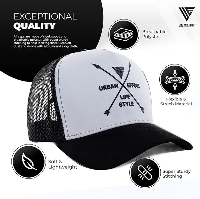 Urban Effort Mesh Back Cap - for Men and Women Baseball Hat 5-Panel Trucker Hat - Great Snapback Closure for Hunting & Hiking
