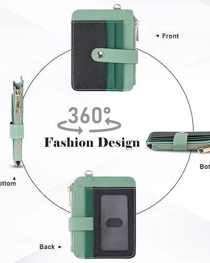 Keychain Wallet with Bracelet RFID Blocking Wristlet Credit Purse Card Holder, Silicone Bead Tassel Key Ring for Women
