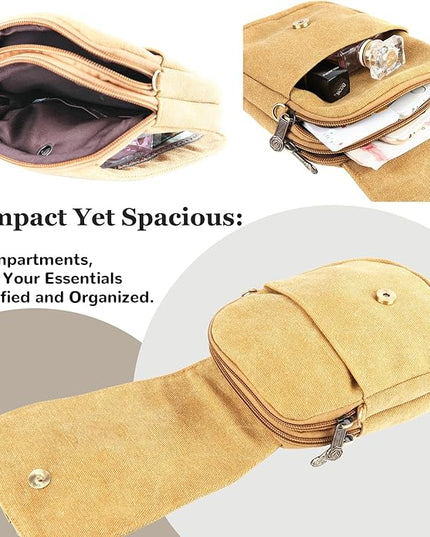 Goodhan Embroidery Canvas Crossbody Bag Cell phone Pouch Coin Purse for Women