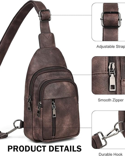 MASINTOR Sling Bag for Women - Crossbody Bags Fanny Pack with Vegan Leather - Adjustable Sling Backack for Travel
