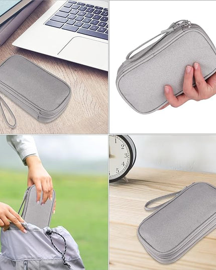 JIAKAI Travel Cable Organizer - Electronics Accessories Bag(Double Layer - Grey)