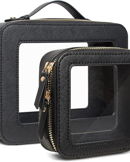 Travel Clear Makeup Bag Set, TSA Approved Cosmetic Bag Case with Zipper Portable Makeup Pouch Toiletry Bag Traveling Cosmetic Organizer Storage Bag Car Organizer Car Essentials
