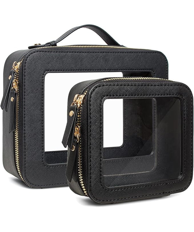 Travel Clear Makeup Bag Set, TSA Approved Cosmetic Bag Case with Zipper Portable Makeup Pouch Toiletry Bag Traveling Cosmetic Organizer Storage Bag Car Organizer Car Essentials
