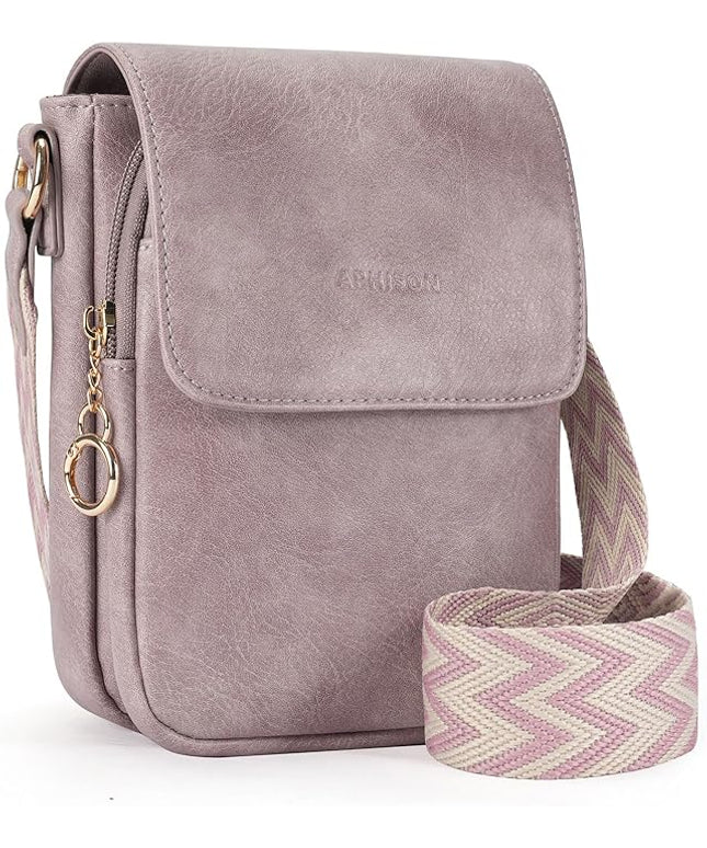 APHISON Small Crossbody Bags for Women Trendy, Leather Phone Wallet Purses Handbags Card Slots with Adjustable Guitar Strap
