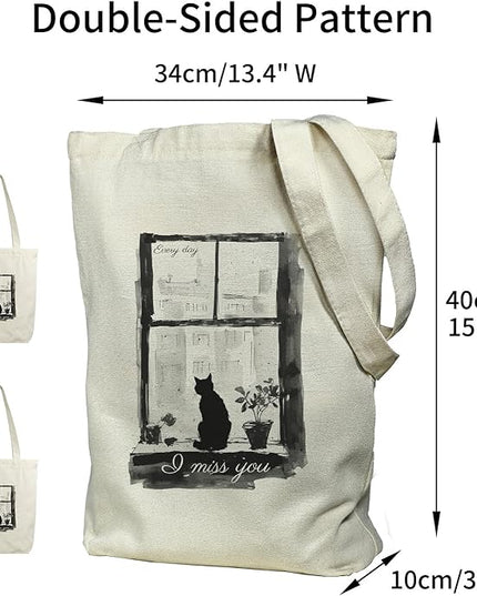 Tote Bag for Women, Reusable Zippered Canvas Bag with Handles Pocket Thick Canvas, for Grocery Shopping Beach Gift