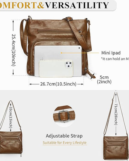 Crossbody Purses for Women Soft Vegan Leather Cross Body Handbag Lightweight Medium Shoulder Purse Travel Casual Bag