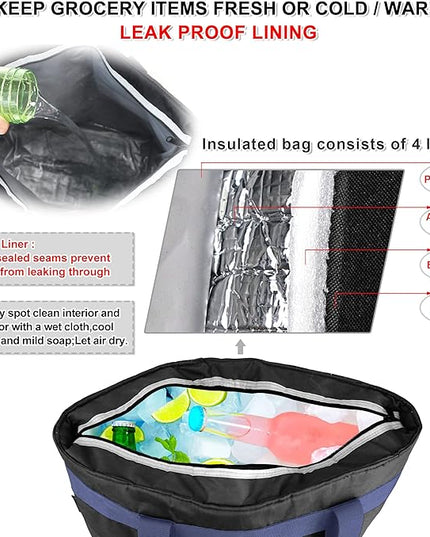 BeeGreen Cooler Bag Soft Leakproof Insulated Tote with Zipper for Beach Travel Grocery