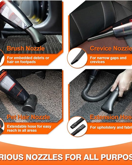 Car Cleaning Kit 19Pcs, Car Interior Detailing Kit with 12000PA High Power Handheld 12V Corded Vacuum, Detailing Brush Set, Cleaning Gel, Complete Car Vacuum Cleaner with Storage Bag for Men & Women