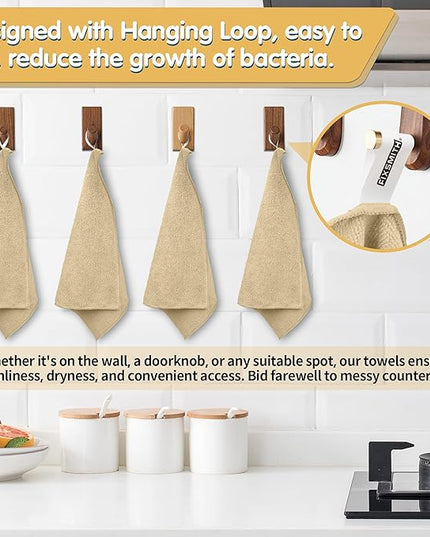 FIXSMITH Beige Microfiber Cleaning Cloth -Pack of 8, Highly Absorbent Cleaning Rags, 16"X12" All Purpose Cleaning Towels for Housekeeping, Kitchen, Car, Lint Free and Reusable Microfiber Towels