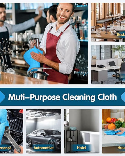 FIXSMITH Blue Microfiber Cleaning Cloth -Pack of 8, Highly Absorbent Cleaning Rags, 16"X12" All Purpose Cleaning Towels for Housekeeping, Kitchen, Car, Lint Free and Reusable Microfiber Towels