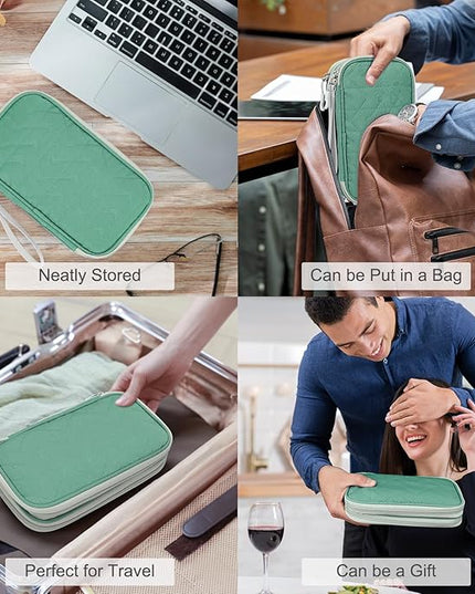 FYY Electronic Organizer, Travel Cable Organizer Bag Pouch Electronic Accessories Carry Case Portable Waterproof Double Layers All-in-One Storage Bag for Cable, Cord, Charger, Phone, Pattern Green (M)