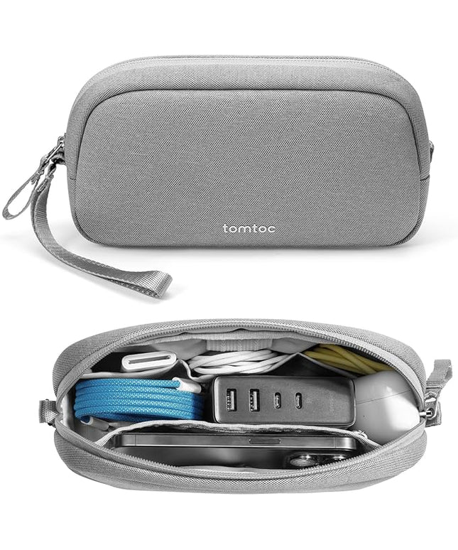 tomtoc Electronics Organizer Travel Case, Water Resistant Travel Bag Cable Organizer for Essentials, Tech Pouch Accessories Carry Storage for Cord, Phone, Cables, Airpods, USB Flash Drive, Daily Items