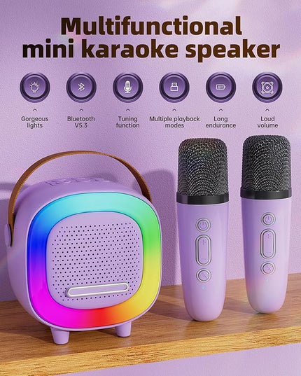 Mini Karaoke Machine Speaker for Kids Adults, Portable Bluetooth with 1 Wireless Microphones, Children's Day Birthday Gift Ideas for Toys for Teens Boys and Girls Aged 4, 5, 6, 7, 8, 9, 10, 11, 12+