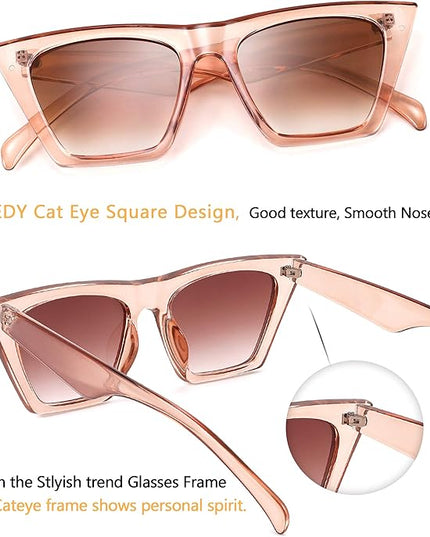 FEISEDY Vintage Square Cat Eye Sunglasses Women Trendy Cateye Sunglasses B2473