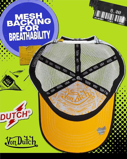 Von Dutch Unisex Trucker Hat - Curved Bill Mesh Back Retro Classic Adjustable Snapback Baseball Cap for Men and Women