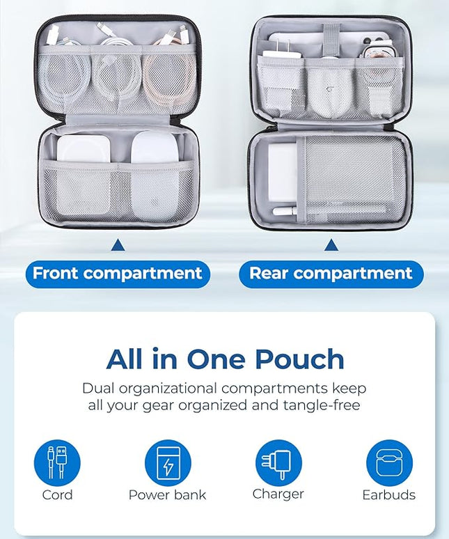 BAGSMART Electronics Organizer Travel Case, Cable Charger Cord Tech Organizer Pouch for Phone Charger Accessories, Beige