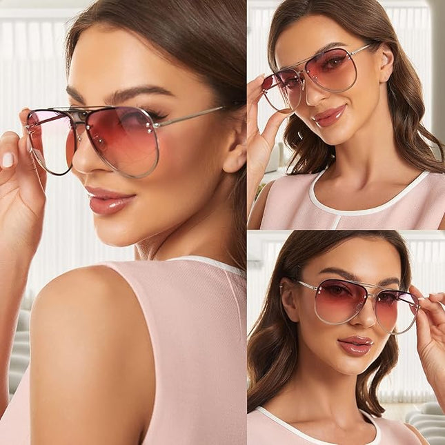 Trendy Oversized Aviator Sunglasses Womens, Retro Cute Big Shades Women's Fashion Sun Glasses UV Protection VF2203