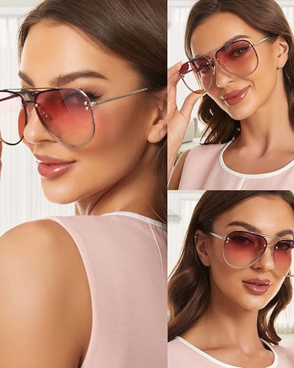 Trendy Oversized Aviator Sunglasses Womens, Retro Cute Big Shades Women's Fashion Sun Glasses UV Protection VF2203