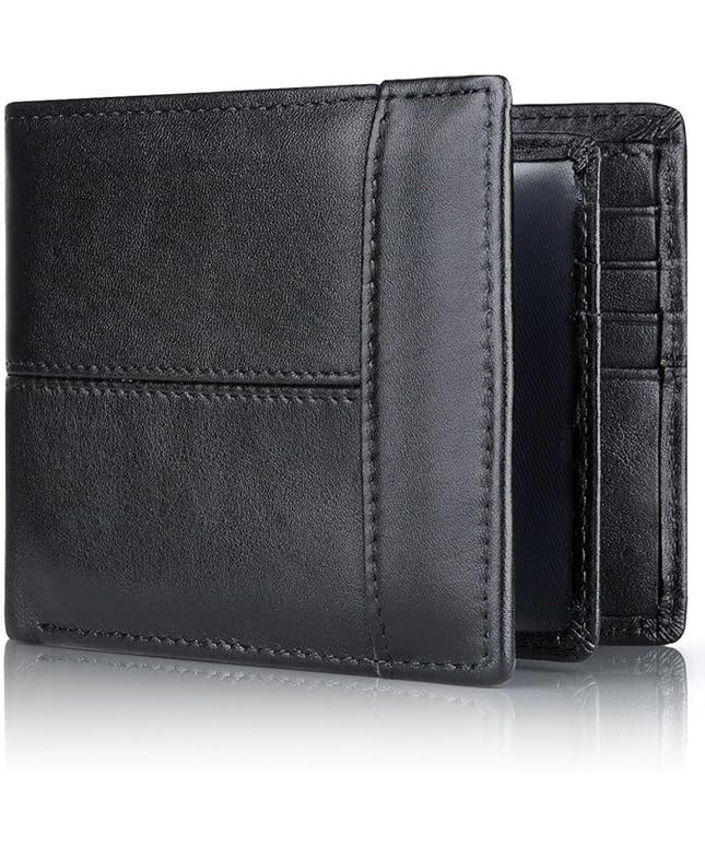 Swallowmall Mens Wallet Rfid Blocking Leather Wallet for Men Bifold Wallets with 1 ID Window 16 Card Slot