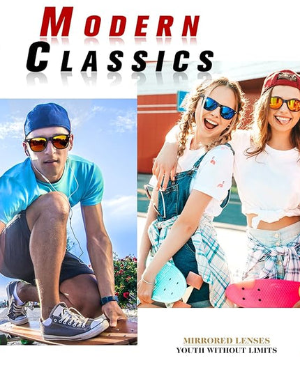 Sunier Polarized Sunglasses for Men and Women, Retro Square Matte Finish UV400 Protection Shades for Driving, Fishing