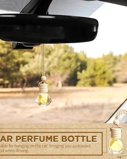 BBTO 50 Pcs Hanging Car Air Freshener Car Diffuser Bottles Empty Glass Perfume Bottle Freshener Diffuser Bottle Pendant for Essential Oil Fragrance Aromatherapy Bottle Ornament(Rhombus)