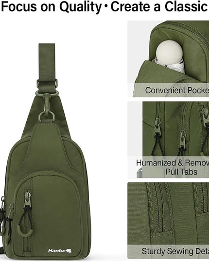 Hanke Crossbody Sling Bag for Women Men, Small & Large Casual Cross Body Sling Bags, Chest Bag for Outdoor Hiking Travel