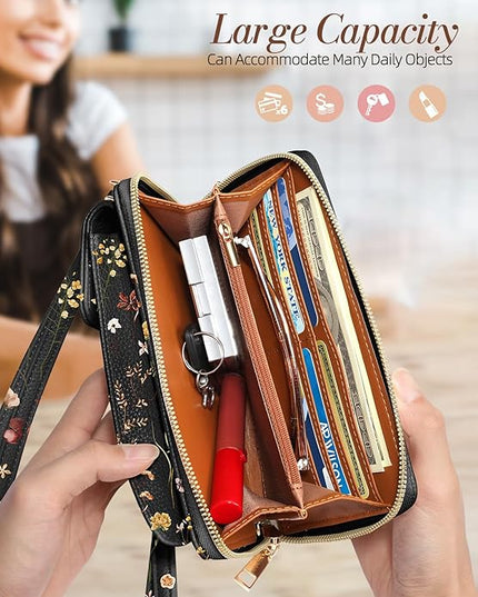 Cute Small Crossbody Purse Cell Phone Bags for Women - Leather Cellphone Wallet Purse with Shoulder Strap